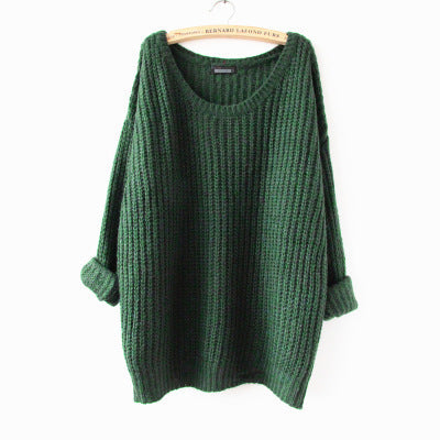 Oversized knit sweater for women with wide sleeves and a deep round neckline Lune London