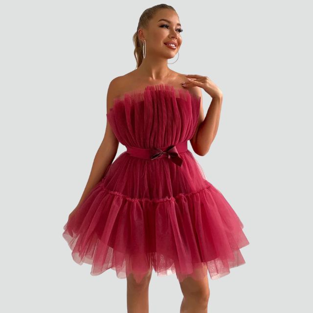 Lune London | Strapless Tulle Dress with Layered Skirt