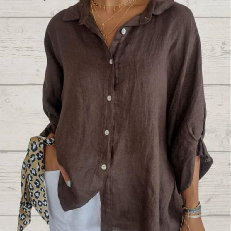 Lune London | Casual shirt with loop closure Made of cotton and linen for women
