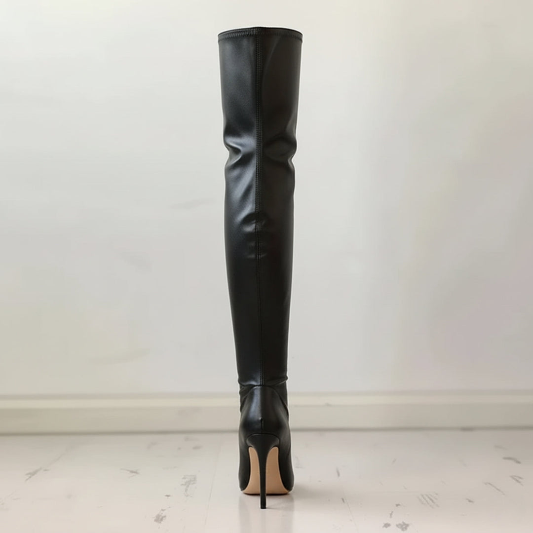 Lune London | Over-the-knee boots - Leather - Pointed toe - Stiletto heel - Elegant fit