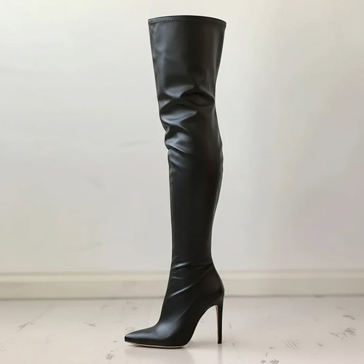 Lune London | Over-the-knee boots - Leather - Pointed toe - Stiletto heel - Elegant fit