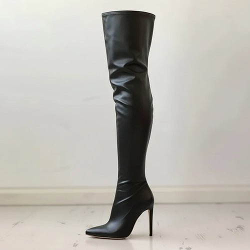 Lune London | Over-the-knee boots - Leather - Pointed toe - Stiletto heel - Elegant fit