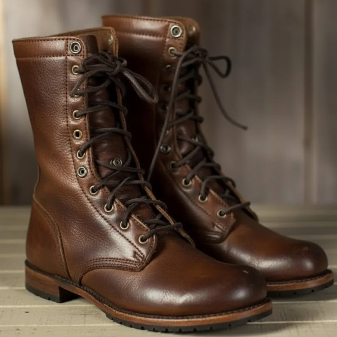 Lune London | Lace-up boots - Leather - Round toe - Robust sole - Mid-high shaft