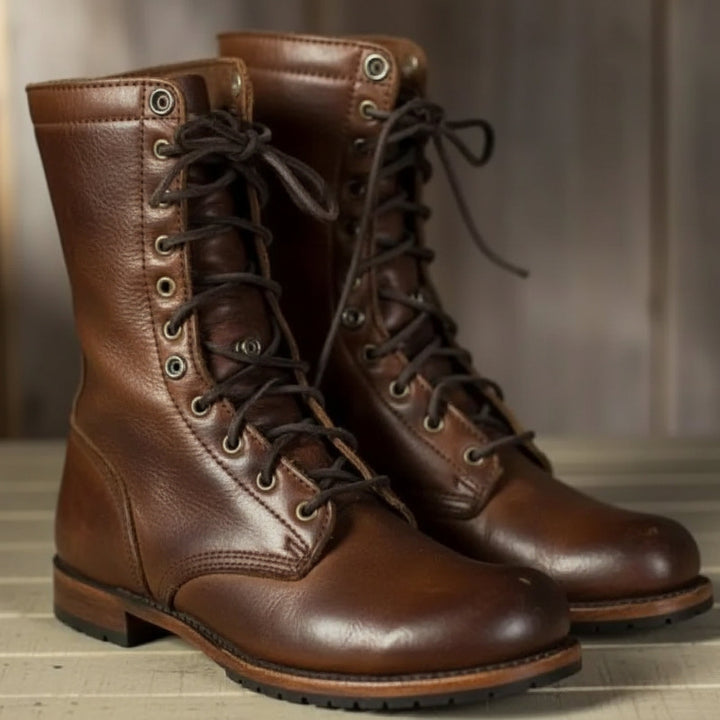 Lune London | Lace-up boots - Leather - Round toe - Robust sole - Mid-high shaft