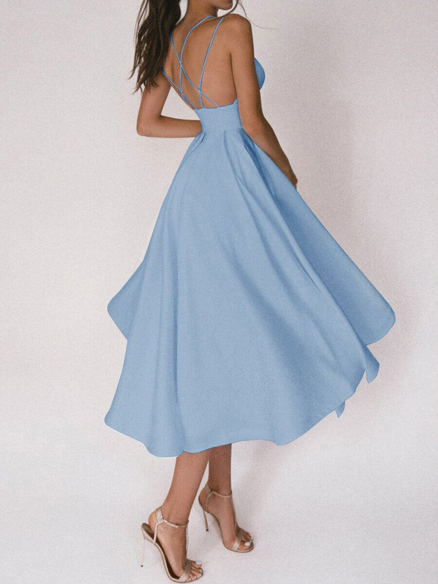 Lune London | Grace The Elegant Spaghetti Strap Dress with V-Neck