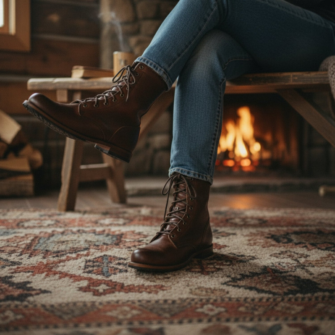 Lune London | Lace-up boots - Leather - Round toe - Robust sole - Mid-high shaft