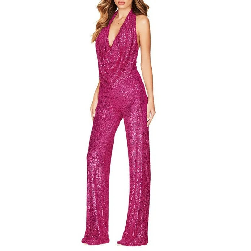 Ladies Elegant Glitter Jumpsuit Lune London