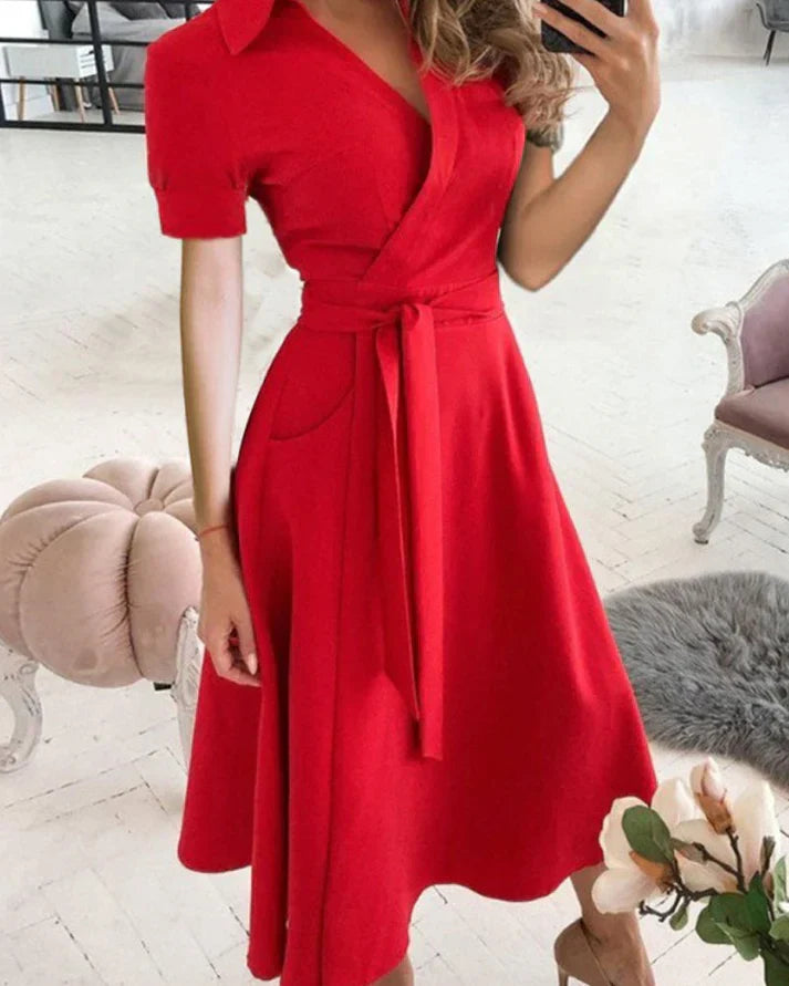 Lune London | Elegant V-Neck Midi Dress for Women