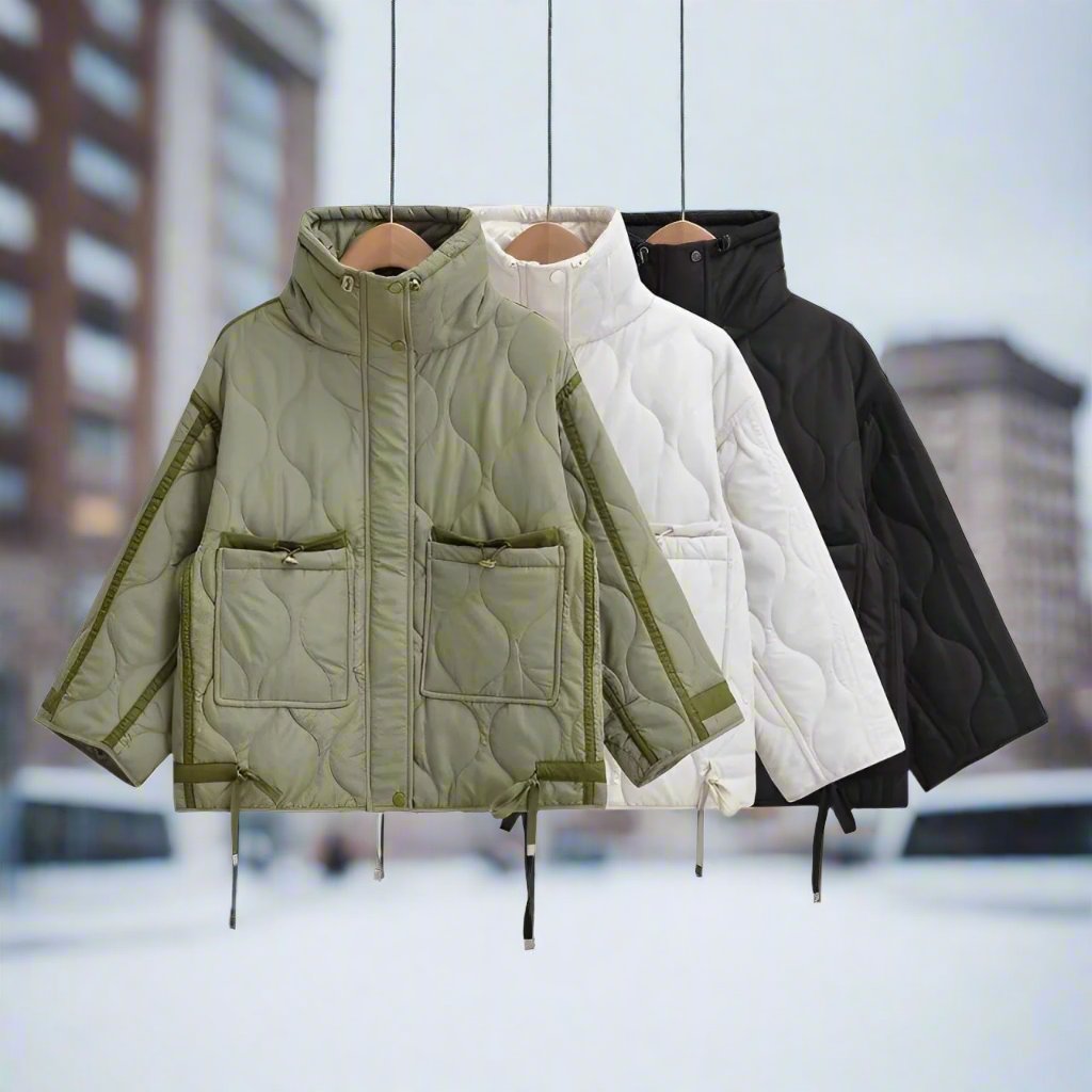 Lune London | Women's hip-length cotton jacket with stand-up collar and drawstring