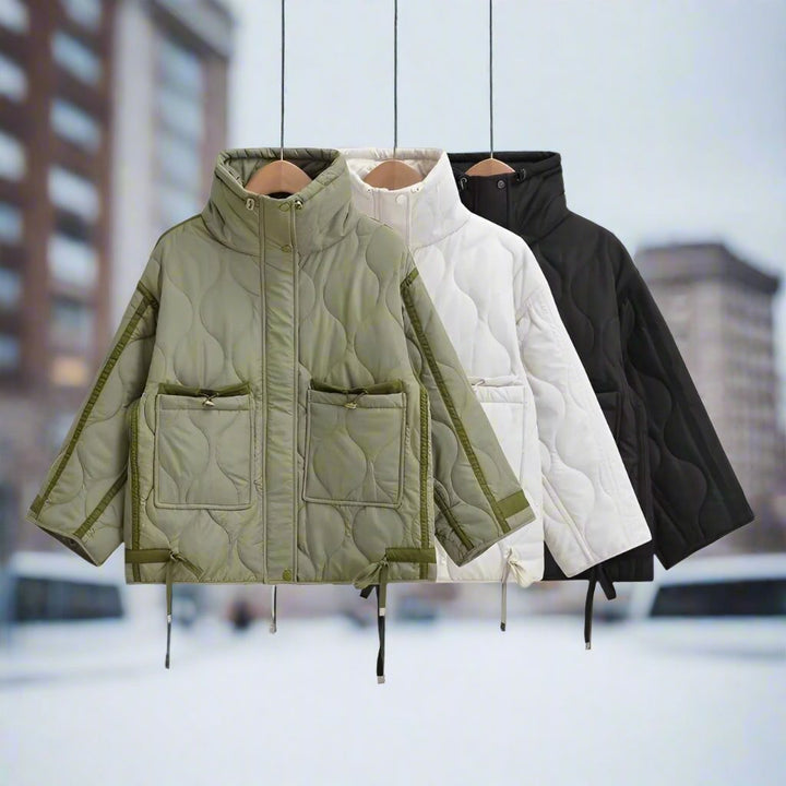 Lune London | Women's hip-length cotton jacket with stand-up collar and drawstring