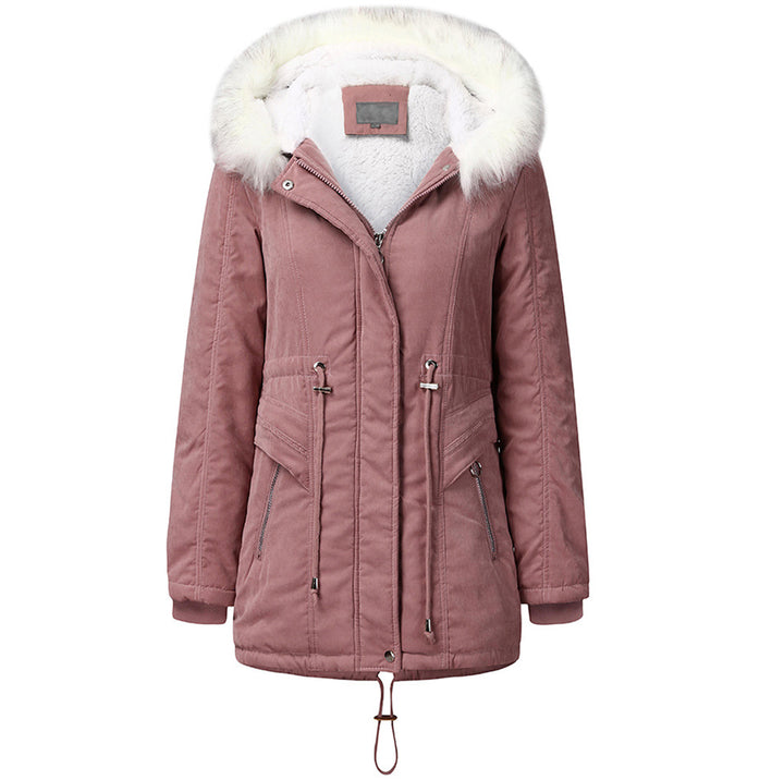 Fashion winter parka for women with removable faux fur collar and adjustable waist drawstring Lune London