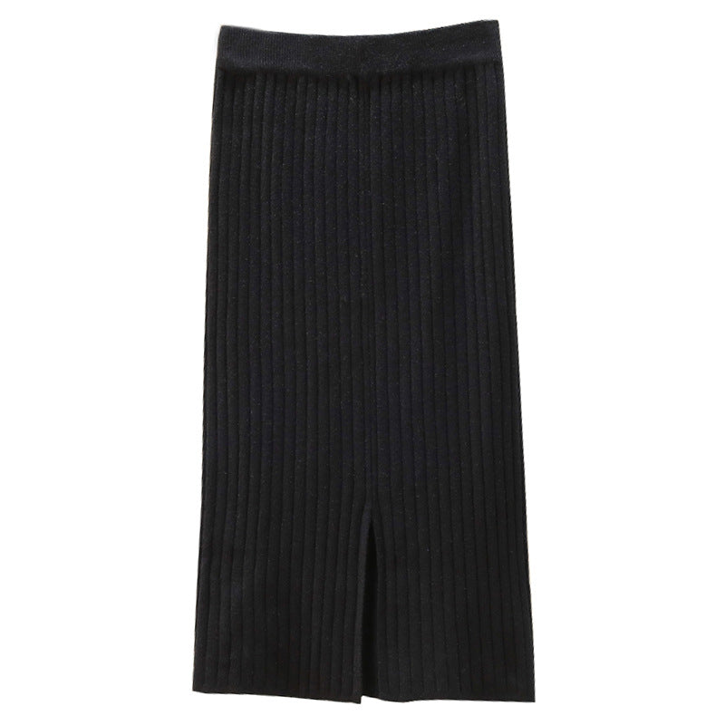 Jupe midi en tricot pour femmes avec structure en côtes verticales Chic & Stil