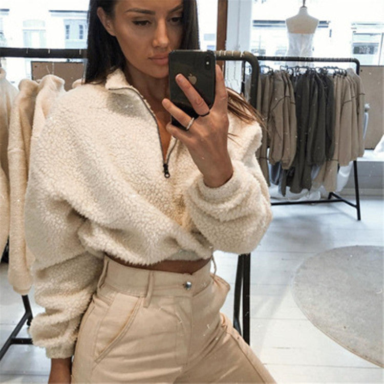 Ladies comfortable fleece sweater with high collar Lune London