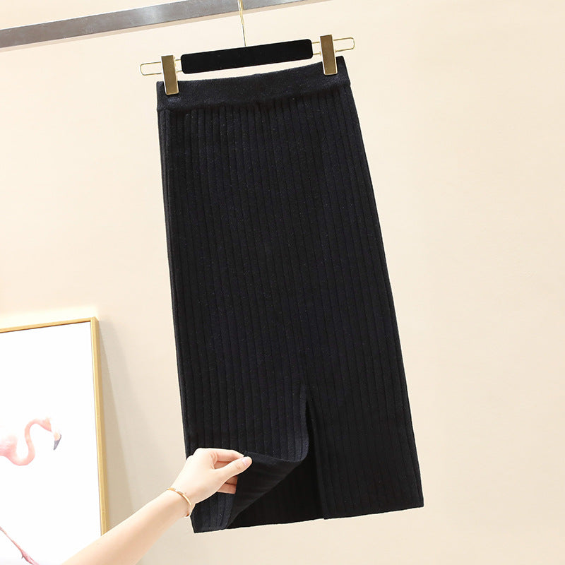 Jupe midi en tricot pour femmes avec structure en côtes verticales Chic & Stil