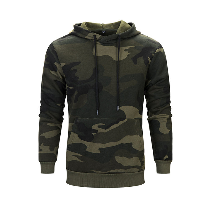 Cozy hooded sweatshirt for men with trendy camouflage pattern Lune London