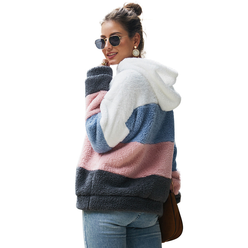 Lady Cozy Fleece Sweatshirt with Lune London Color Block Design