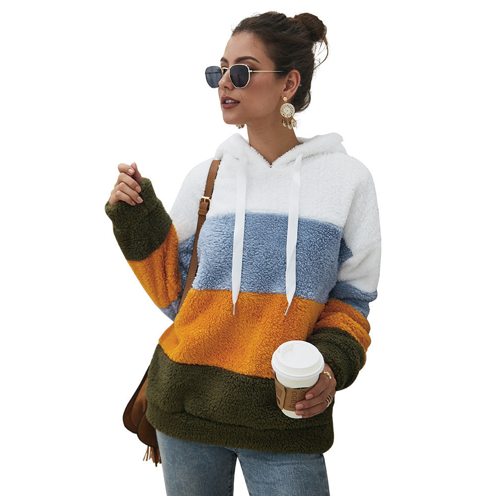 Lady Cozy Fleece Sweatshirt with Lune London Color Block Design