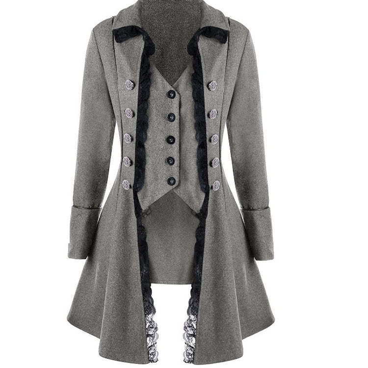 Ladies historical hooded coat with elegant frills Lune London