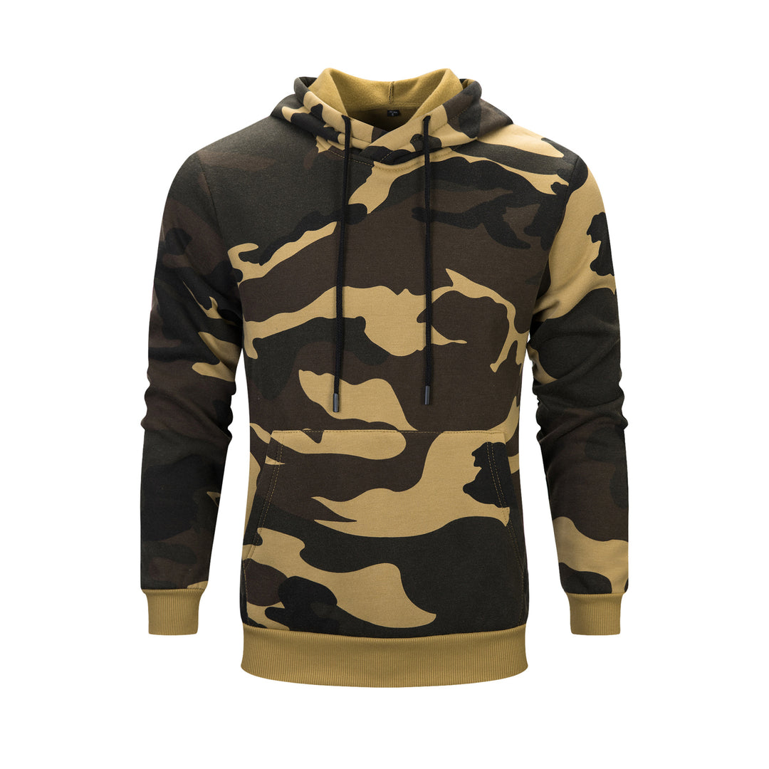Cozy hooded sweatshirt for men with trendy camouflage pattern Lune London