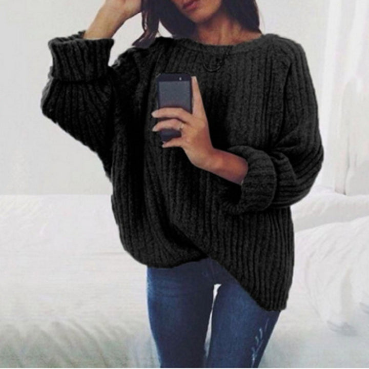 Oversized knitted pullover for women with a soft ribbed texture and a loose fit Lune London