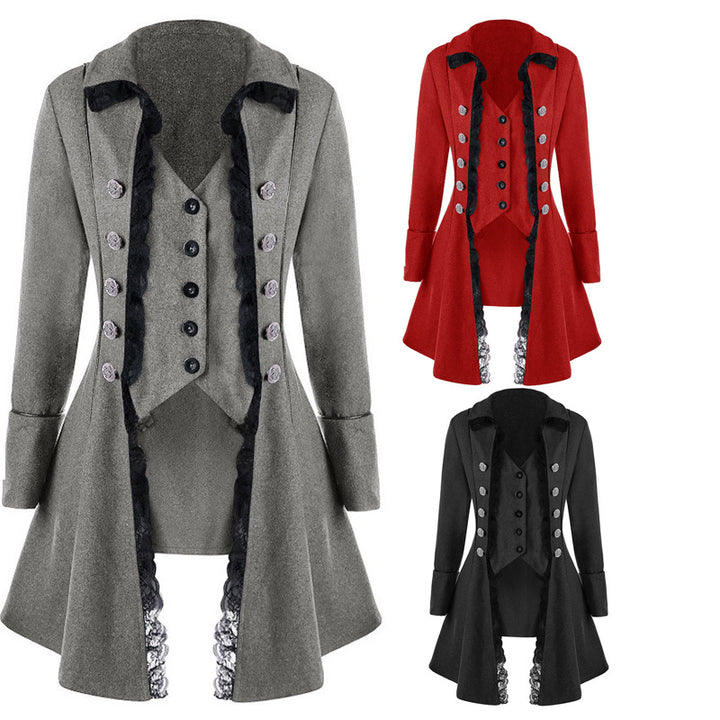 Ladies historical hooded coat with elegant frills Lune London