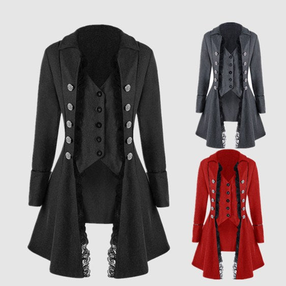 Ladies historical hooded coat with elegant frills Lune London