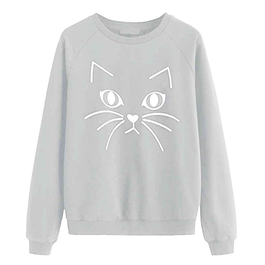 Women's sweatshirt with chic cat motif and style