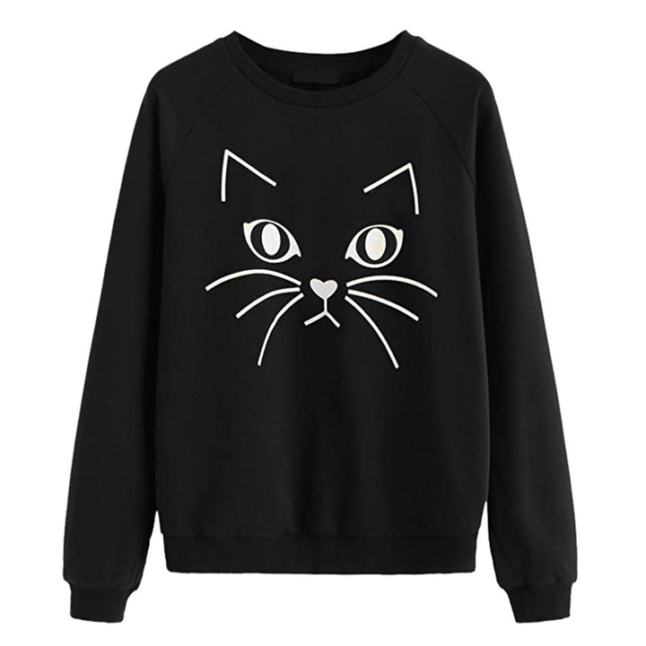 Women's sweatshirt with chic cat motif and style