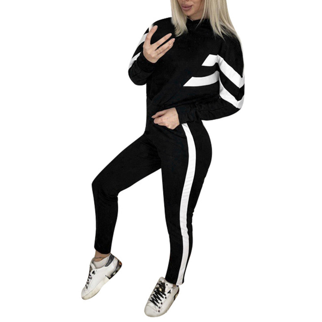 Ladies Sports Tracksuit Set with Hooded Top and Fitted Leggings Lune London