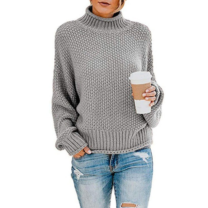 Pull en tricot épais pour femmes avec col montant et coupe loose Chic & Stil