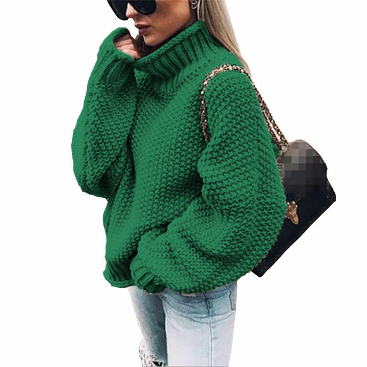 Pull en tricot épais pour femmes avec col montant et coupe loose Chic & Stil