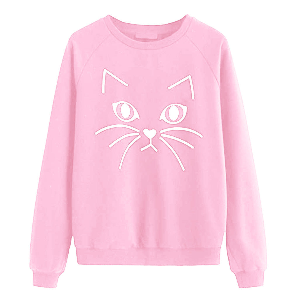 Women's sweatshirt with chic cat motif and style