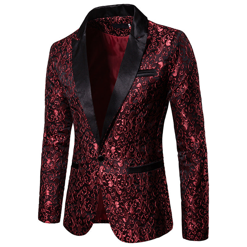Men's elegant blazer with elaborate pattern and satin trim Lune London