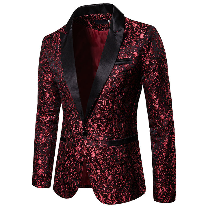 Men's elegant blazer with elaborate pattern and satin trim Lune London