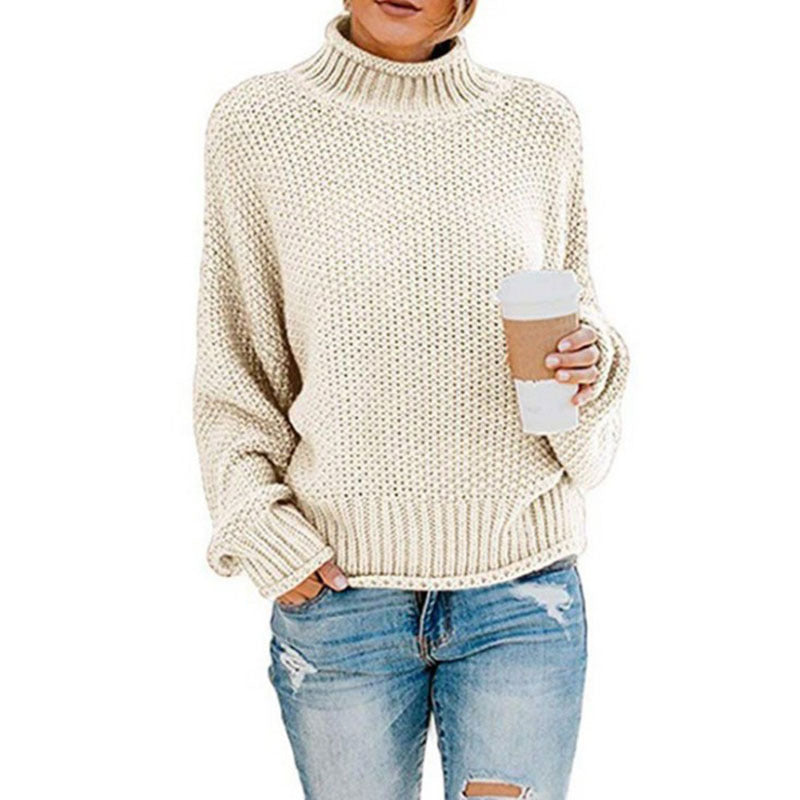 Pull en tricot épais pour femmes avec col montant et coupe loose Chic & Stil