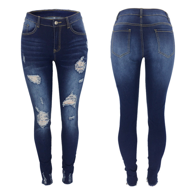 Skinny jeans for women with a modern destroyed look featuring trendy tear details Lune London