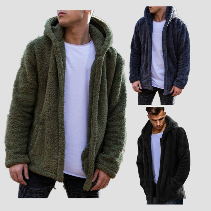 Cozy fleece jacket for men with hood Lune London