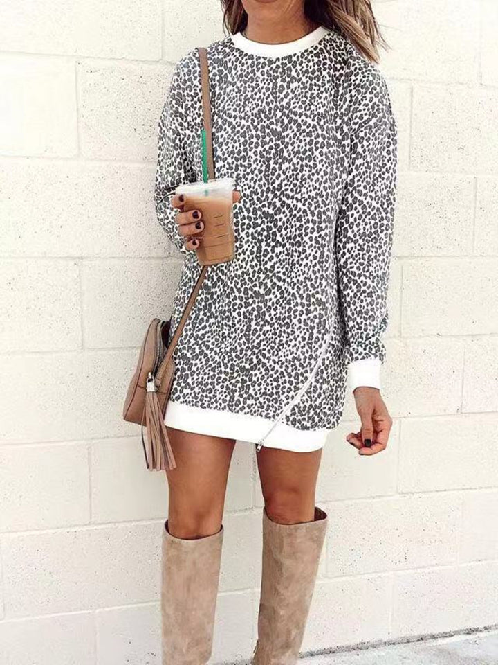 Casual Leopard Print Sweat Dress for Women with a Loose Fit Lune London