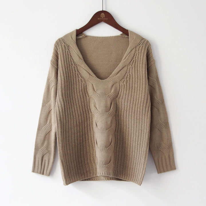 Pull en maille épaisse pour femmes avec look épaule dénudée et design en câble Chic & Stil