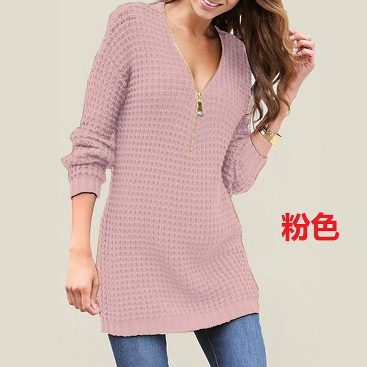 Knit sweater for women with modern zipper Lune London