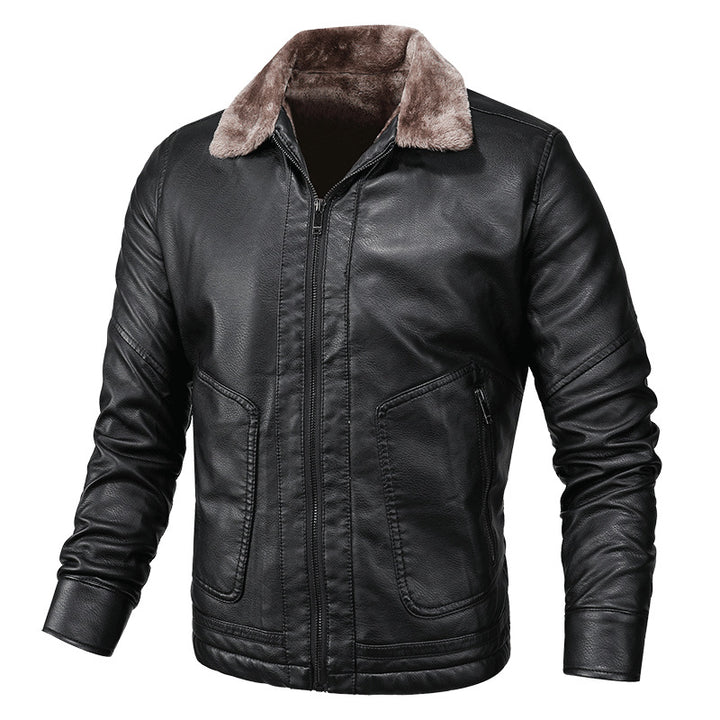 Elegant leather jacket for men with soft fleece lining Lune London