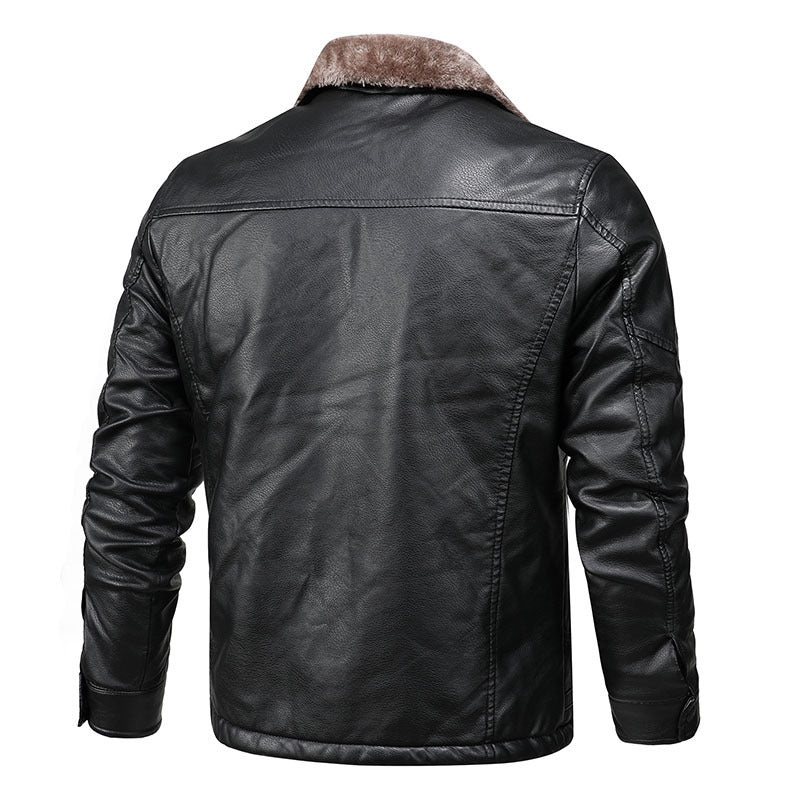 Elegant leather jacket for men with soft fleece lining Lune London