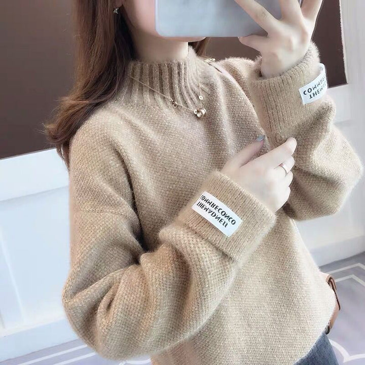 Femme Pull Col Roulé Confortable avec Motif Tricot Texturé Chic & Stil
