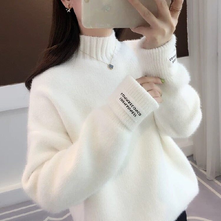 Femme Pull Col Roulé Confortable avec Motif Tricot Texturé Chic & Stil