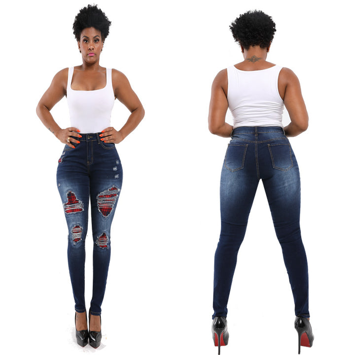 Skinny jeans for women with a destroyed fashion look featuring refined ripped details Lune London