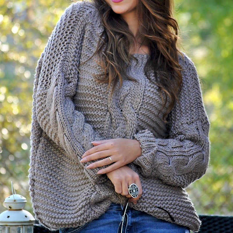 Women's chunky knit sweater with innovative cable patterns and raglan sleeves Lune London