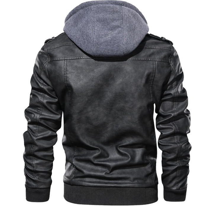 Casual leather jacket for men with removable hood Lune London