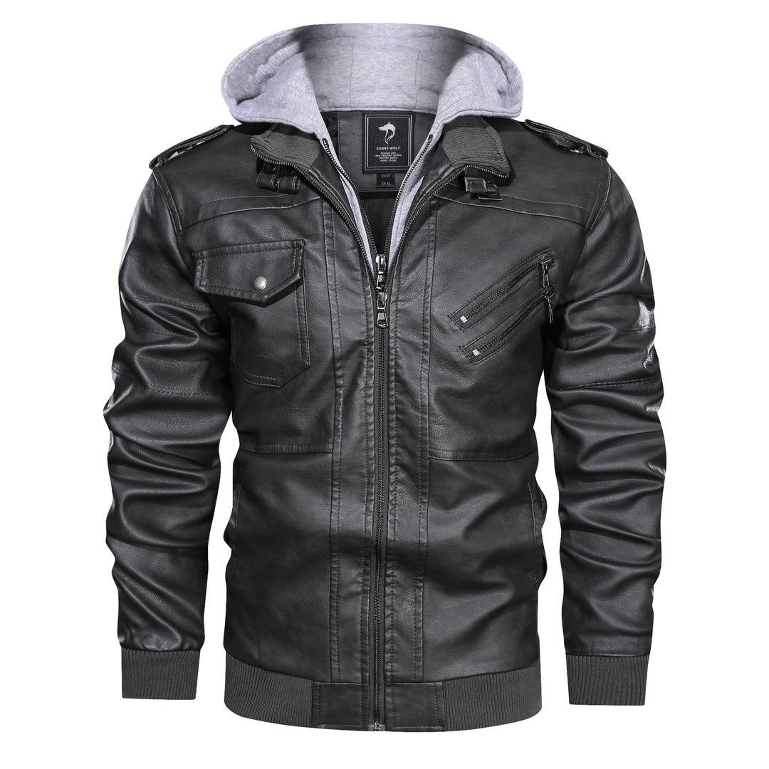 Casual leather jacket for men with removable hood Lune London