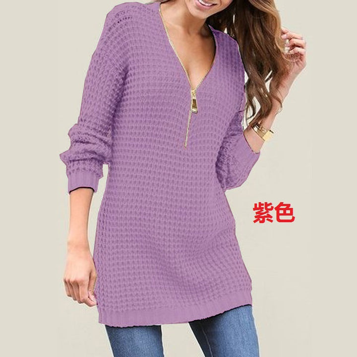 Knit sweater for women with modern zipper Lune London