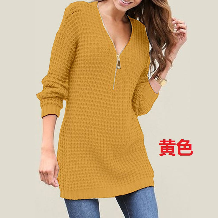 Knit sweater for women with modern zipper Lune London
